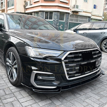 Load image into Gallery viewer, V Style Gloss Black Front Splitter for Audi C8 A6 S Line & S6 Saloon / Avant 18-25