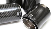 Load image into Gallery viewer, 3DDesign Carbon Fibre Exhaust Tips for BMW M2/M2 Competition, M3 & M4 (F87 F80 F82, 2014-2021) | Genuine Pre-Preg Dry Carbon, Gloss Finish, Stainless Steel Core | Direct OEM Replacement Quad Tips