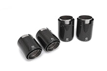 Load image into Gallery viewer, 3DDesign Carbon Fibre Exhaust Tips for BMW M2/M2 Competition, M3 & M4 (F87 F80 F82, 2014-2021) | Genuine Pre-Preg Dry Carbon, Gloss Finish, Stainless Steel Core | Direct OEM Replacement Quad Tips