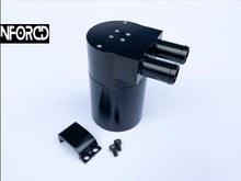 Load image into Gallery viewer, MTC Billet 2 Port Oil Catch Can (Double Baffled), BMW 335i 335d Turbo E90/E92 N54 N55, Universal Fit, Black Anodised, 18mm Ports, Compact 68x110mm, PCV Catch Tank