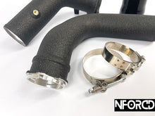 Load image into Gallery viewer, BMW B46/B48 2.0L Aluminium Charge Pipe Kit - MTC Motorsport Upgrade for 320i 330i 420i 430i 520i 530i X3 X4 Z4 (F30 F31 F32 F36 G20 G30) - Black Anodised, Meth Port, Clamps & Hose
