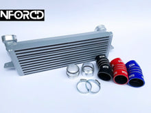 Load image into Gallery viewer, BMW 335d Turbo Intercooler & Reinforced Boost/Charge Hose Kit - Front Mount FMIC Upgrade - E90 E91 E92 E93 (2005-2011) - Bar & Plate Stepped Core - Direct Fit Plug & Play - Silver/Grey