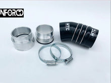 Load image into Gallery viewer, BMW 335d Turbo Intercooler & Reinforced Boost/Charge Hose Kit - Front Mount FMIC Upgrade - E90 E91 E92 E93 (2005-2011) - Bar & Plate Stepped Core - Direct Fit Plug & Play - Silver/Grey
