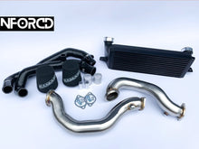 Load image into Gallery viewer, BMW 135i 335i N54 Decat Catless Downpipes + MTC Motorsport 5 Inch Stepped FMIC & High-Flow Inlets Kit 2006-2010 E90 E91 E92 E93 E82 E88 | T304 Stainless, RamAir Filters