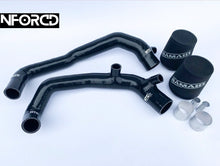 Load image into Gallery viewer, BMW 135i 335i N54 Decat Catless Downpipes + MTC Motorsport 5 Inch Stepped FMIC & High-Flow Inlets Kit 2006-2010 E90 E91 E92 E93 E82 E88 | T304 Stainless, RamAir Filters