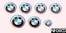 Load image into Gallery viewer, BMW Emblem Badge Set 7pc OEM-Style Replacement Roundel for Bonnet, Boot, Wheel Centre Caps & Steering Wheel – 82mm 74mm 68mm 47mm