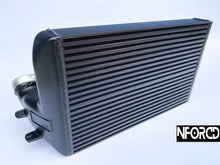 Load image into Gallery viewer, BMW X5 X6 E70 E71 F15 F16 Huge Stepped Competition Front Mount Intercooler FMIC Upgrade - Bar & Plate Core, Flowed Cast End Tanks - Satin Black - Direct Fit Replacement