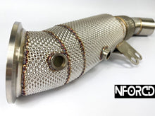 Load image into Gallery viewer, BMW M140i B58 Turbo Downpipe, 200 Cell Hi-Flow Sports Cat & Heat Shield | T304 Stainless, TIG Welded | Pre-OPF | Fits M240i 340i 440i 540i 740i