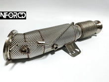 Load image into Gallery viewer, BMW B58 OPF/PPF Catless Decat Downpipe w/ Heat Shield – M340i 440i 540i 640i 740i 840i Z4 M40i & Toyota Supra A90 GR – 4.5in SS304 TIG-Welded – G20 G22 G30 G32 G11 G12 G14 G15 G16 G29 – Track/Off-Road Use Only