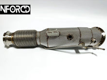 Load image into Gallery viewer, MTC Motorsport B58 4.5 inch Downpipe with 200 Cell High-Flow Sports Cat & Heat Shield for BMW M340i 440i 540i 640i 740i 840i Z4 M40i & Toyota Supra A90 (OPF/PPF) SS304 TIG Welded G20 G21 G22 G30 G31 G32 G11 G12 G14 G15 G16