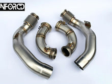 Load image into Gallery viewer, BMW M5 F90 S63/S63M 3 inch Decat Downpipes (Catless) SS304 Stainless TIG Welded V-Band Fit 2018+ Performance Exhaust Upgrade Stage 1/2 Ready - Lifetime Warranty