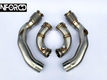 Load image into Gallery viewer, BMW M5 F90 S63/S63M 3 inch Decat Downpipes (Catless) SS304 Stainless TIG Welded V-Band Fit 2018+ Performance Exhaust Upgrade Stage 1/2 Ready - Lifetime Warranty