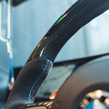 Load image into Gallery viewer, BMW Gxx 5,8,X3,X4,X5,X6,X7,M5,M8,X3M,X4M,X5M,X6M,X7M SERIES CARBON FIBRE / ALCANTARA LED FLAT BOTTOM STEERING WHEEL WITH HEATING