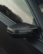 Load image into Gallery viewer, BMW M3 G80/G81, M4 G82/G83, M2 G87, M240i G42, M340i G20/G21 & i4 M50 G26 Pre-Preg Carbon Fibre/Fiber Wing Mirror Covers by TRE - 2x2 Twill, M Performance Style (2021+)