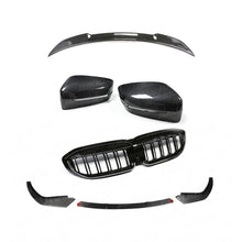 Load image into Gallery viewer, BMW 3 Series G20 Pre-LCI Saloon (2018-2022) Carbon Fibre Body Kit - Front Lip Splitter, Rear Boot Spoiler, Mirror Caps & Double Slat Kidney Grille (Carbon Fibre or Gloss Black) | Performance Styling Upgrade