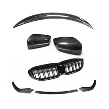 Load image into Gallery viewer, BMW 3 Series G20 Pre-LCI Saloon (2018-2022) Carbon Fibre Body Kit - Front Lip Splitter, Rear Boot Spoiler, Mirror Caps & Double Slat Kidney Grille (Carbon Fibre or Gloss Black) | Performance Styling Upgrade