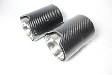 Load image into Gallery viewer, BMW Carbon Fibre Chrome Exhaust Tips - CT Carbon Tailpipe Trims (Set of 2) for 135i 140i 235i 240i 335i 340i 435i 440i - OEM Fit N55 B58 - F20 F21 F22 F23 F30 F31 F32 F33