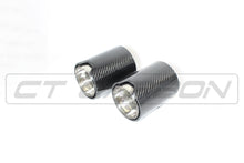 Load image into Gallery viewer, BMW Carbon Fibre Chrome Exhaust Tips - CT Carbon Tailpipe Trims (Set of 2) for 135i 140i 235i 240i 335i 340i 435i 440i - OEM Fit N55 B58 - F20 F21 F22 F23 F30 F31 F32 F33