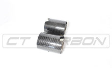 Load image into Gallery viewer, BMW Carbon Fibre Chrome Exhaust Tips - CT Carbon Tailpipe Trims (Set of 2) for 135i 140i 235i 240i 335i 340i 435i 440i - OEM Fit N55 B58 - F20 F21 F22 F23 F30 F31 F32 F33