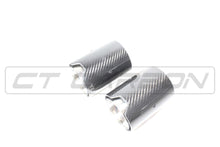 Load image into Gallery viewer, BMW Carbon Fibre Chrome Exhaust Tips - CT Carbon Tailpipe Trims (Set of 2) for 135i 140i 235i 240i 335i 340i 435i 440i - OEM Fit N55 B58 - F20 F21 F22 F23 F30 F31 F32 F33
