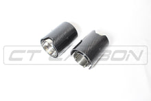 Load image into Gallery viewer, BMW Carbon Fibre Chrome Exhaust Tips - CT Carbon Tailpipe Trims (Set of 2) for 135i 140i 235i 240i 335i 340i 435i 440i - OEM Fit N55 B58 - F20 F21 F22 F23 F30 F31 F32 F33