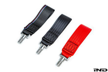 Load image into Gallery viewer, Fall-Line Motorsports Screw-In Tow Strap for BMW M3 E36/E46/E90/E92/E93 - Front & Rear Tow Hook, Heavy-Duty Track/Drift Recovery, CNC Stainless Hardware, Direct-Fit OEM Tow Eye, Made in USA