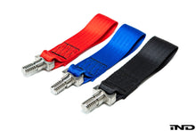 Load image into Gallery viewer, Fall-Line Motorsports Titanium Tow Strap for BMW M3 E36 E46 E90 E92 E93 - Lightweight Racing Tow Hook/Tow Eye, Front & Rear Fitment, Made in USA