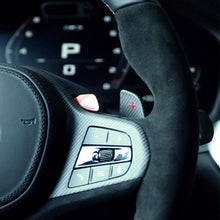 Load image into Gallery viewer, Genuine BMW M Performance Carbon Fibre Steering Wheel Shift Paddles for G Series - Dry 1K Pre-Preg OEM Paddle Shifters with Red Inlays