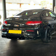 Load image into Gallery viewer, AMG Style Gloss Black Rear Diffuser & Exhaust Tips for Mercedes Benz W205 C Class & C63 Coupe 15-21