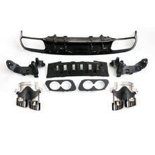 Load image into Gallery viewer, C43 Style Gloss Black Rear Diffuser & Exhaust Tips for Mercedes Benz W205 C Class & C63 Coupe 15-21