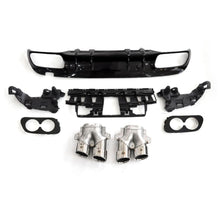 Load image into Gallery viewer, CF Style Gloss Black Rear Diffuser & Exhaust Tips for Mercedes Benz W205 C Class & C63 Saloon & Estate 15-21