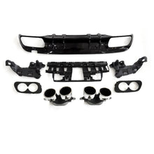 Load image into Gallery viewer, CF Style Gloss Black Rear Diffuser & Exhaust Tips for Mercedes Benz W205 C Class & C63 Saloon & Estate 15-21