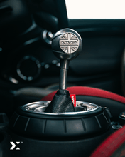Load image into Gallery viewer, MMX MINI F56 Short Shifter Kit (Short Throw) - 33% Throw Reduction, Billet Shift Shaft & Gear Knob, Titanium/Black, Leather Gaiter