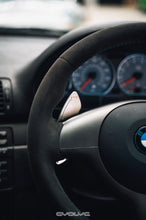 Load image into Gallery viewer, Storm Motorwerks Illuminated Shift Paddles for BMW E46 M3 SMG - Extended CNC Stainless Steel, Amber +/-, Self-Powered, Direct Fit, Brushed or PVD Titanium Gunmetal