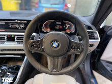 Load image into Gallery viewer, TRE Pre-Preg Carbon Fibre Steering Wheel Trim Accent for BMW M Sport Models (2018+, F40 F44 G20 G21 G42 G30)