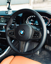Load image into Gallery viewer, TRE Pre-Preg Carbon Fibre Steering Wheel Trim Accent for BMW M Sport Models (2018+, F40 F44 G20 G21 G42 G30)