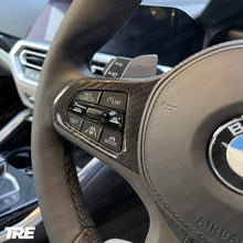 Load image into Gallery viewer, TRE Pre-Preg Carbon Fibre Steering Wheel Trim Accent for BMW M Sport Models (2018+, F40 F44 G20 G21 G42 G30)