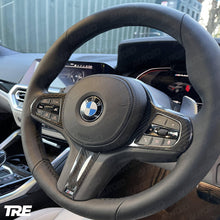 Load image into Gallery viewer, TRE Pre-Preg Carbon Fibre Steering Wheel Trim Accent for BMW M Sport Models (2018+, F40 F44 G20 G21 G42 G30)