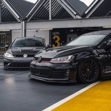 Load image into Gallery viewer, Volkswagen VW Golf GTI Mk7 & Golf GTD Mk7 Front Splitter / Front Lip Spoiler - ZAERO Design EVO-1 Gloss Black (2013-2017)