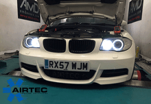 Load image into Gallery viewer, AIRTEC Front Mount Intercooler FMIC Upgrade for BMW 1 Series 135i E82 N54 – 60mm Bar & Plate Core, Cast End Tanks – Pro-Series Black/Silver – Stage 1 Ready, Lower IATs