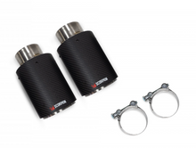 Load image into Gallery viewer, BMW M140i Scorpion Ascari 100mm Carbon Fibre Exhaust Tips – Twin Tailpipe Trim Upgrade Kit – Non-GPF (2016–2020) – Fits Scorpion Systems Only
