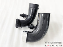Load image into Gallery viewer, Eventuri Carbon Fibre Turbo Inlets for BMW F90 M5 & F92 M8 (S63) – High-Flow Intake Upgrade, Faster Spool, OEM+ Fit, Works with Stock Airboxes & Eventuri Intake
