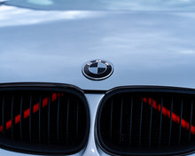 Load image into Gallery viewer, Silver and Gloss Black Carbon effect Badge Emblem Over lays BMW