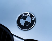 Load image into Gallery viewer, Silver and Gloss Black Carbon effect Badge Emblem Over lays BMW