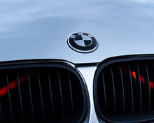 Load image into Gallery viewer, Silver and Gloss Black Carbon effect Badge Emblem Over lays BMW
