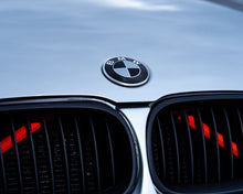 Load image into Gallery viewer, Silver and Gloss Black Carbon effect Badge Emblem Over lays BMW