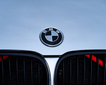 Load image into Gallery viewer, Silver and Gloss Black Carbon effect Badge Emblem Over lays BMW