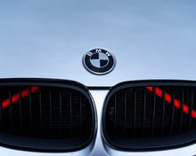 Load image into Gallery viewer, Silver and Gloss Black Carbon effect Badge Emblem Over lays BMW