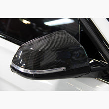 Load image into Gallery viewer, Dinan Carbon Fibre Mirror Caps for BMW F2x/F3x 2/3/4 Series (F22 F23 F30 F31 F32 F33 F34 F36) & M2 F87 – Full Replacement High-Gloss Carbon, OEM Fit