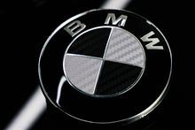 Load image into Gallery viewer, Silver and Gloss Black Carbon effect Badge Emblem Over lays BMW